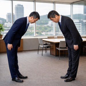 אנשי עסקים יפנים קדים קידה